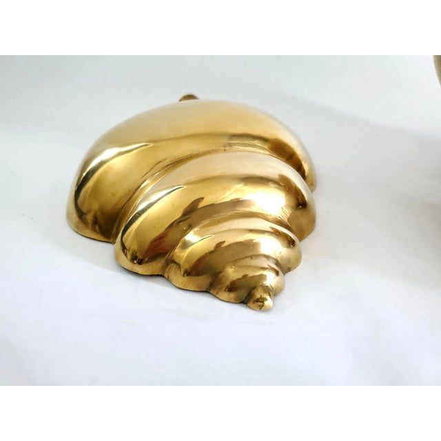 Lino Sabattini Wall Sconces Brass Seashell Shell Pair For Sale - Image 4 of 9