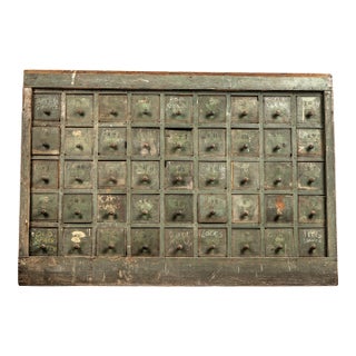C. 1910 45-Drawer Hardware Cabinet in Green For Sale