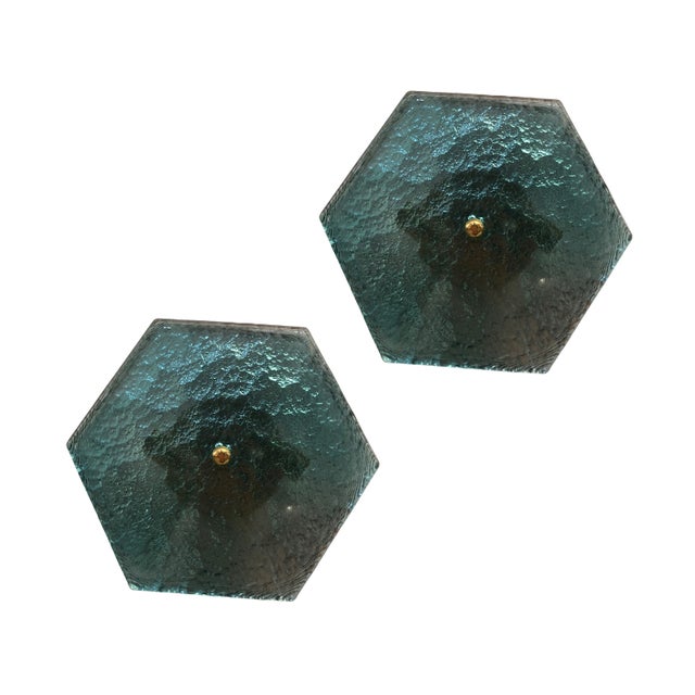 Hexagonal Murano Glass Wall Sconces, Set of 2 For Sale - Image 6 of 7