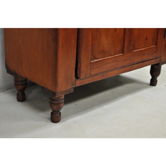 Wood Antique French Country Colonial Pine Wood 50" H Drysink Kitchen Jelly Cupboard For Sale - Image 7 of 12