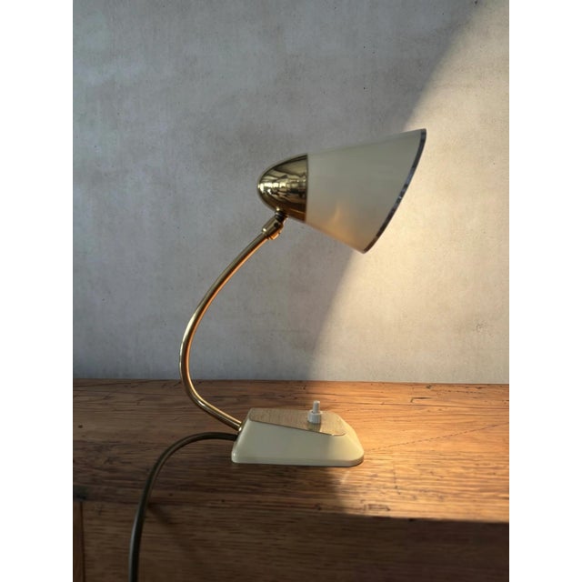 Metal Vintage German Table Lamp in Brass, 1960s For Sale - Image 7 of 11