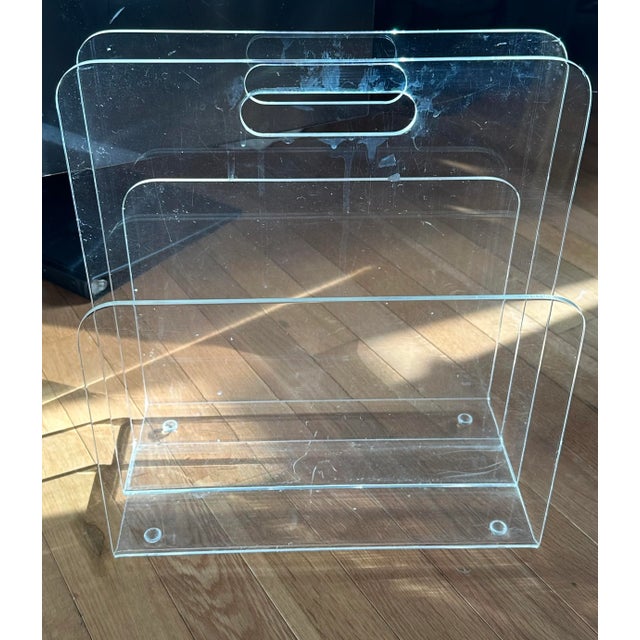 Mid-Century Modern Vintage Mid Century Modern Lucite Magazine Rack For Sale - Image 3 of 10