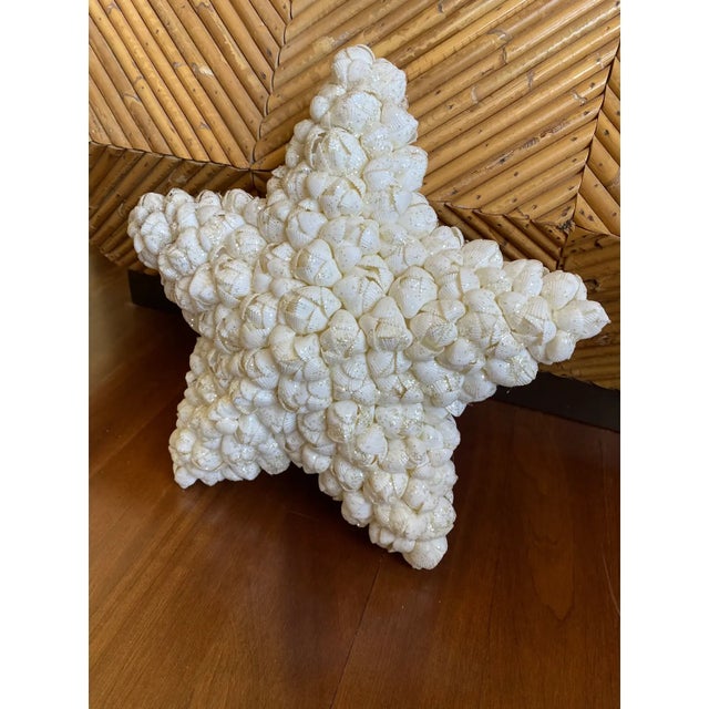 Traditional Vintage 14.5” Very Large Seashell Encrusted Holiday Star , 1980’s For Sale - Image 3 of 11