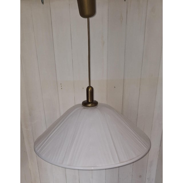 Vintage Pendant Lamp with White Relief Plastic Shade, 1980s For Sale - Image 4 of 8