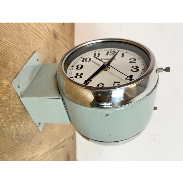 Green Vintage Green Kappa Maritime Double Sided Wall Clock, 1980s For Sale - Image 8 of 13