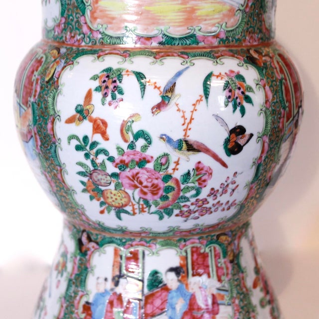 Rose Medallion Chinese Export Porcelain Ku Vase For Sale - Image 6 of 18