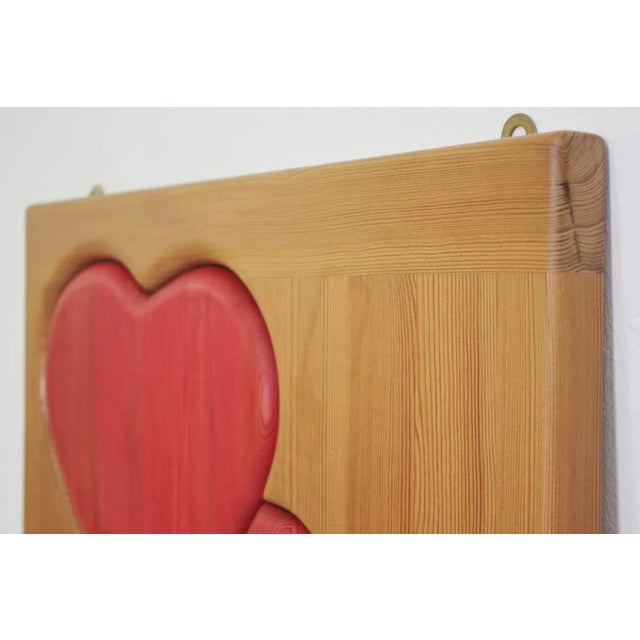 Wood Handcrafted Painted Pinewood Panel, 1990s For Sale - Image 7 of 9