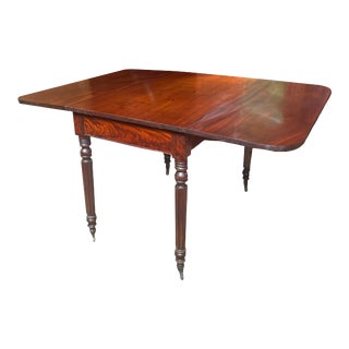 Late 1800s Mahogany Drop Leaf Table With Reeded Legs. For Sale