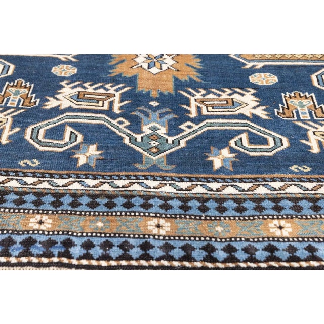 Blue Antique Shirvan Perpedil Rug 3'2'' x 4' For Sale - Image 8 of 11