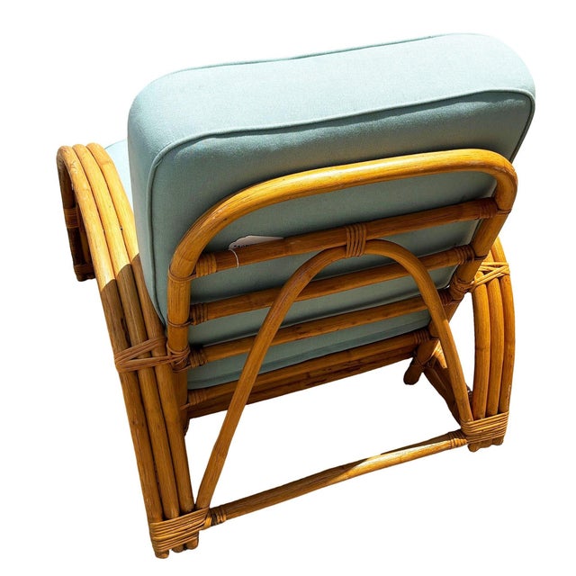 1950s Restored Rattan Triple-Strand Half Moon Arm Lounge Chair W/ Arched Back For Sale In Los Angeles - Image 6 of 6