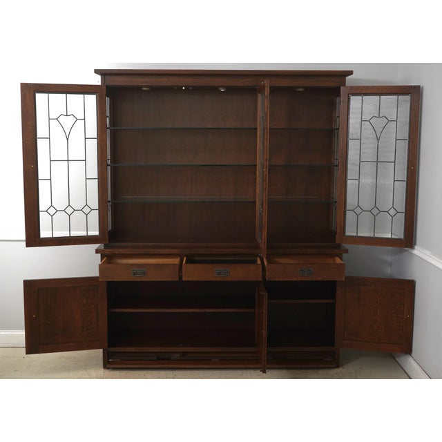Mission Stickley Mission Oak Leaded Glass China Cabinet For Sale - Image 3 of 18
