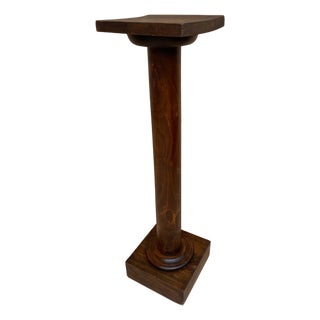 Mid-Century French Pedestal Plant Holder in Walnut Wood, 1960s For Sale