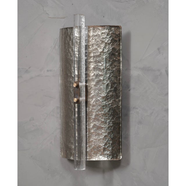 Metal Murano Silver Art Glass Wall Light, 2000 For Sale - Image 7 of 11