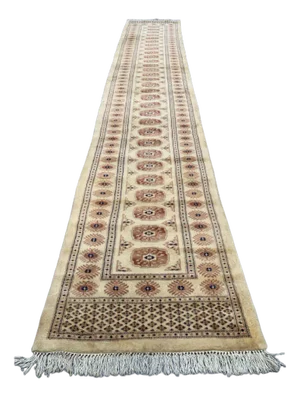 Long Indian Bokhara Runner Rug in Wool