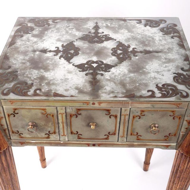 Glass Venetian Art Deco Mirrored Side Table, 1930s For Sale - Image 7 of 10