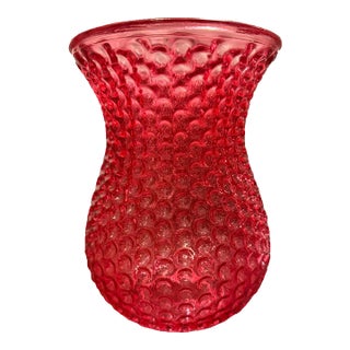 Vintage Fenton Ruby Red Hobnail Glass Vase – 7.5” – Beautiful Condition For Sale