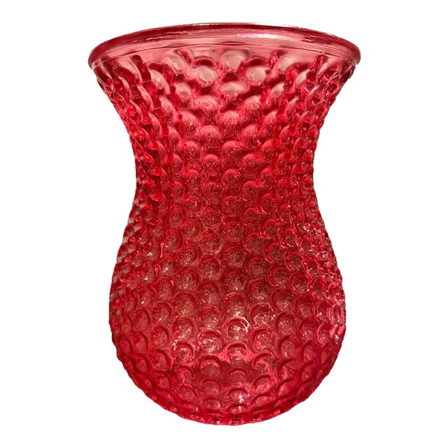 Vintage Fenton Ruby Red Hobnail Glass Vase – 7.5” – Beautiful Condition For Sale