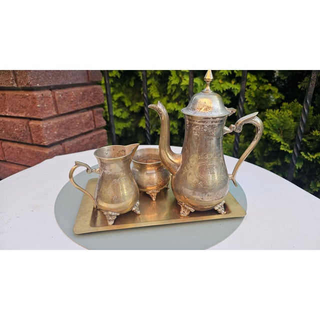 Antique Brass Tea Service from EPNS, 1890s, Set of 4 For Sale - Image 11 of 12