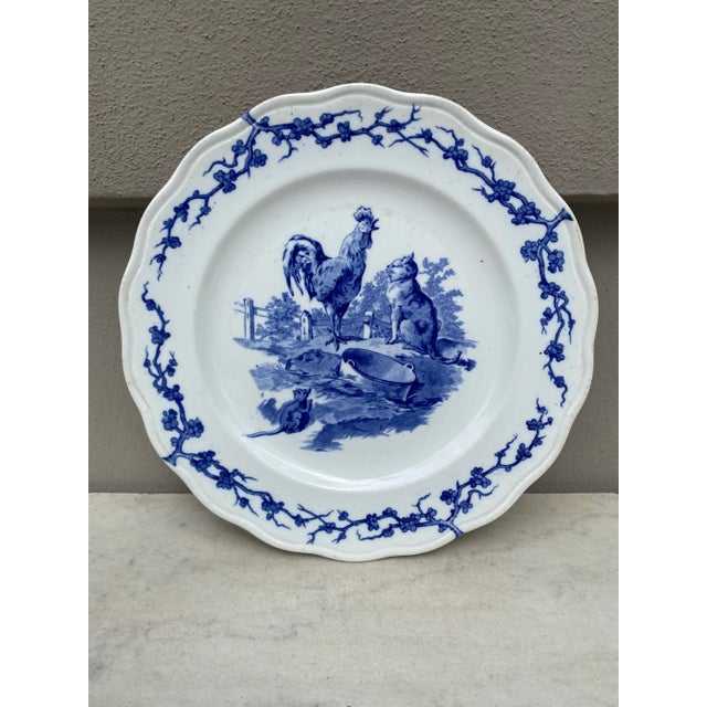 Late 19th Century English Blue & White Plate Rooster & Cat Brown Westhead and Moore, Circa 1890 For Sale - Image 5 of 5