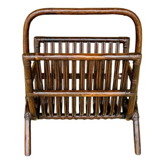 Vintage Bamboo Rattan Magazine Rack, 1970s For Sale