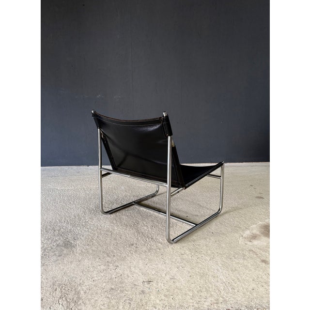 Mid-Century Modern Minimalist Leather Lounge Chair, France, 1970s For Sale - Image 9 of 18