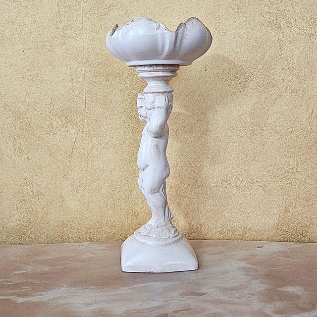 1960s Arnel’s Ceramic Cherub Pedestal Compote Bowl, Canby Oregon For Sale - Image 14 of 18