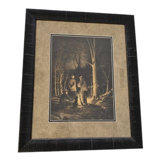 Vintage 1972 Paul W. Cupp “Carbide Time” Hunting Print, Framed For Sale