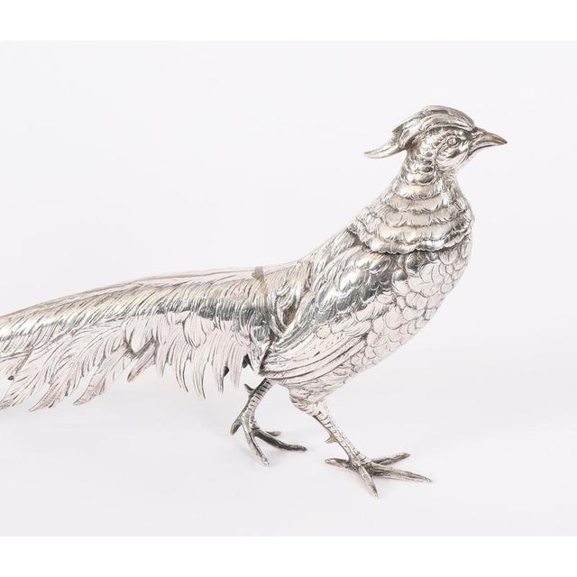 Antique German 830 Silver Pheasants, 19th Century, Set of 2 For Sale - Image 4 of 18