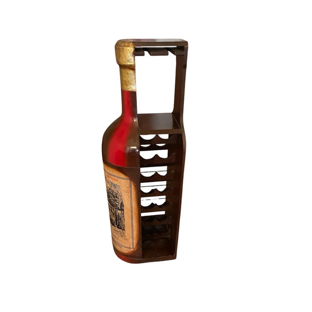 Vintage Oversized Wine Bottle Bar Cabinet / Wine Rack – 14 Bottle Storage With Stemware Holder For Sale In Chicago - Image 6 of 7