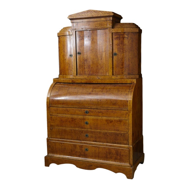 19th Century Biedermeier Walnut Secretary Desk For Sale