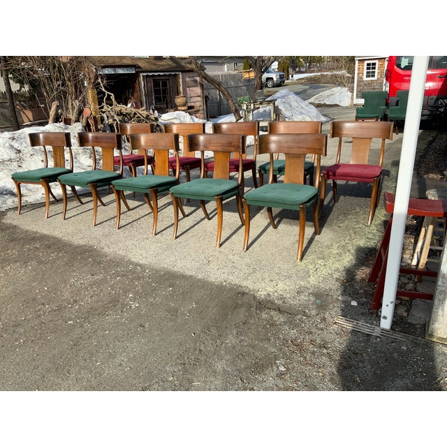 Set of 10 klismos style dining room chairs ,Attributed to the designer and manufacturer Kipp Steward and Macdougal ,Glenn...