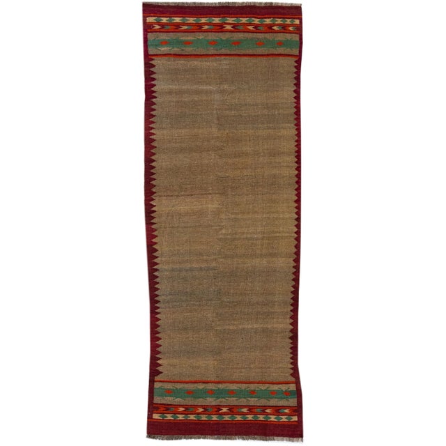 Textile 2020s Modern Kilim Handmade Multicolor Geometric Wool Runner For Sale - Image 7 of 7