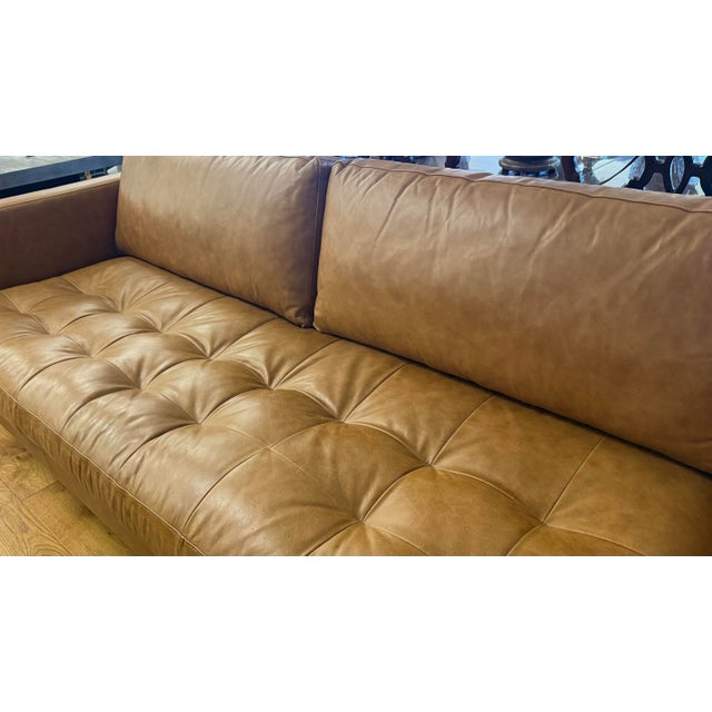 Contemporary Chesterfield Brown Napa Saddle Leather Tufted Sofa For Sale - Image 12 of 12