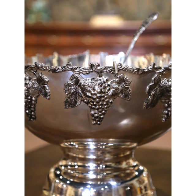 Vintage French Silver-Plated Grape Motif Champagne Cooler and Punch Bowl For Sale - Image 4 of 10