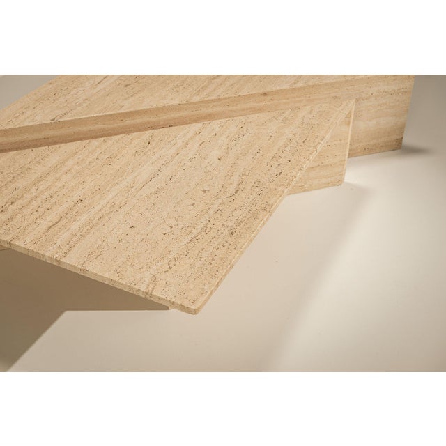 Stone Large Triangular Travertine Coffee Table, 1970s, Set of 2 For Sale - Image 7 of 14