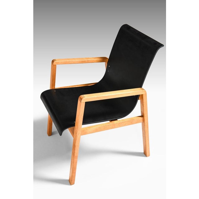 Wood Scandinavian Modern Armchair in Birch and Lacquer by Alvar Aalto, 1930s For Sale - Image 7 of 8