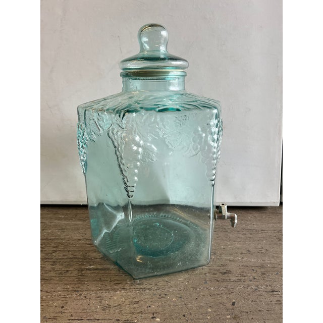 Vintage Large Green Glass Beverage Dispenser, Made in Italy Chairish