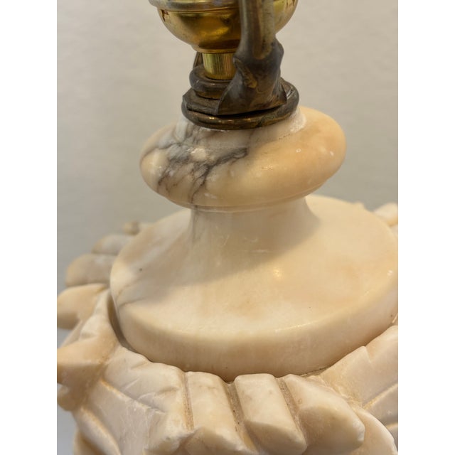 Antique Italian Hand Carved Alabaster Table Lamp For Sale - Image 16 of 18