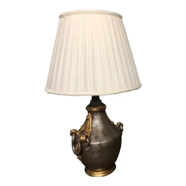 Italian Hand Painted Ceramic Lamp With Shade For Sale - Image 12 of 12