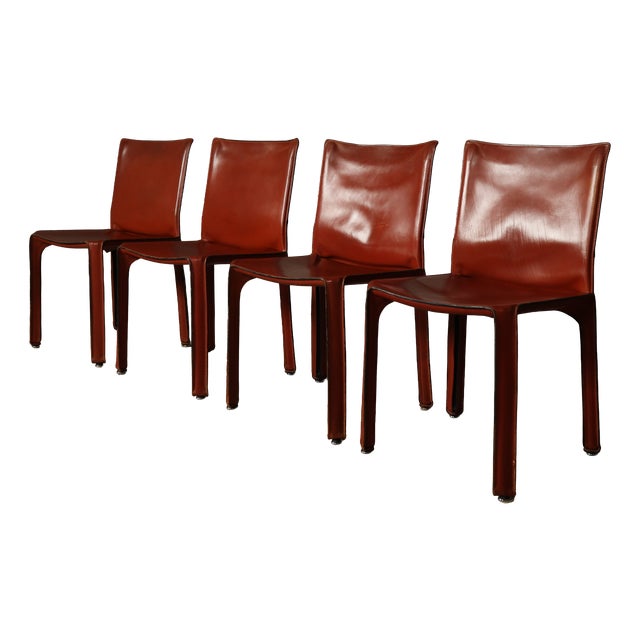 Vintage Cab 412 Dining Chairs by Mario Bellini for Cassina, 1970s, Set of 4 For Sale