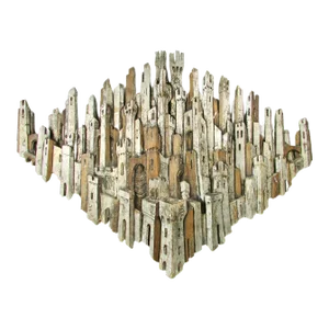 Mid 20th Century Italian Hand Carved Medieval Turrets Towers and Castles Wall Sculpture