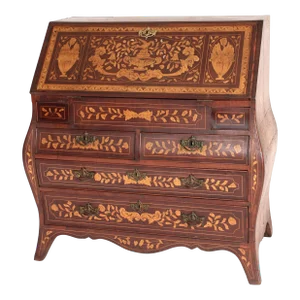 Antique Dutch Marquetry Slant Top Desi