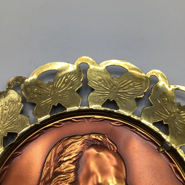 Wall Plates Influential Composers Stamped on Yellow Brass and Butterfly Filigree Made in England-Set of 6 For Sale - Image 12 of 13