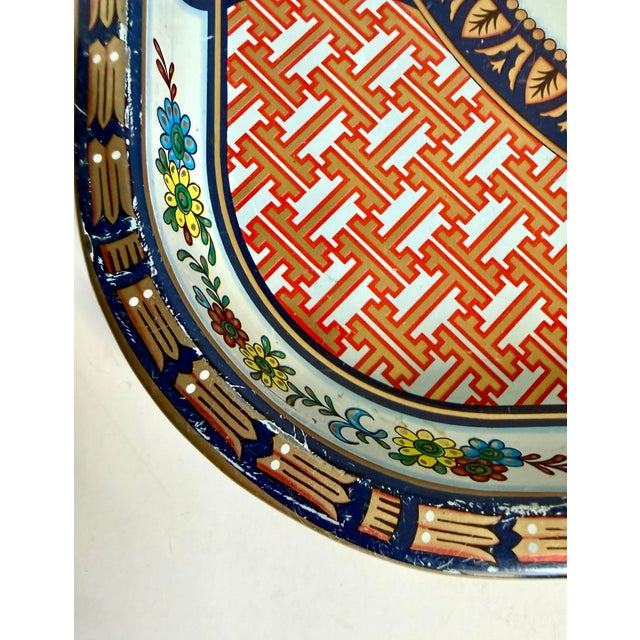 1960s Vintage Daher English Chinoiserie Rooster Square Metal Tray For Sale - Image 5 of 8
