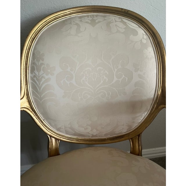 Wood Hickory Chair French Arm Chair - Gold Metal Leaf With Red Undertone For Sale - Image 7 of 11