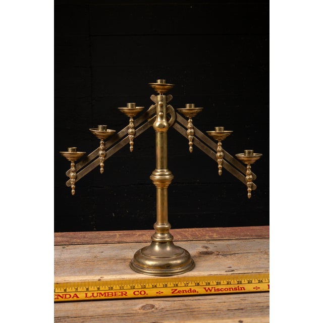 Late 19th Century Adjustable Brass Sabbath Candelabrum For Sale - Image 15 of 15