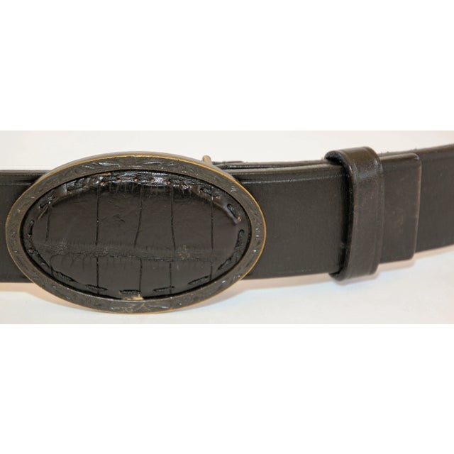 FENDI Black Leather Crocodile Cowboy Belt. For Sale - Image 10 of 11