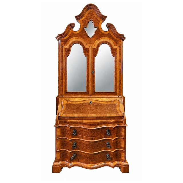 Early 20th Century Venetian Burl Trumeau with Flap and Mirrors For Sale - Image 6 of 6