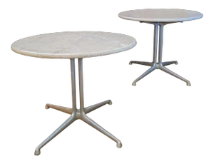 Alexander Girard for Herman Miller Marble Side Tables With La Fonda Bases, Mid-Century