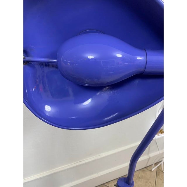 Vintage Industrial Blue Floor Lamp – Large Metal Task Lamp, Mid-Century Modern For Sale In San Francisco - Image 6 of 7
